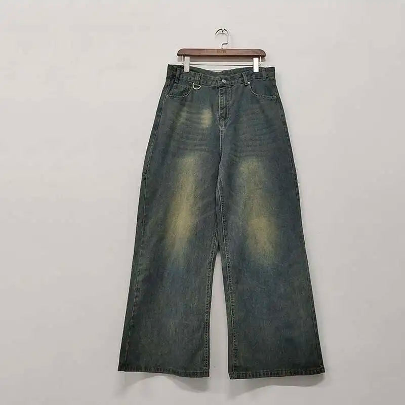 Calças Jeans Masculinas Azul Lavado Reta