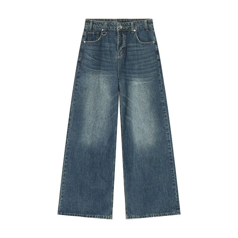 Calças Jeans Masculinas Azul Lavado Reta